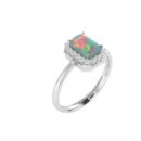 Diana Emerald  Cut Opal and Shining Diamond Ring in 18K Gold (0.13ct)