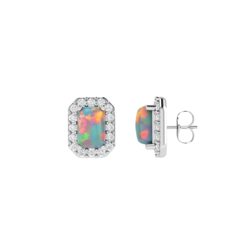 Diana Pear Opal and Shining Diamond Earrings in 18K White Gold (2.06ct)