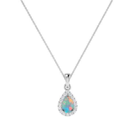 Diana Pear Opal and Shining Diamond Pendant in 18K Gold (0.13ct)