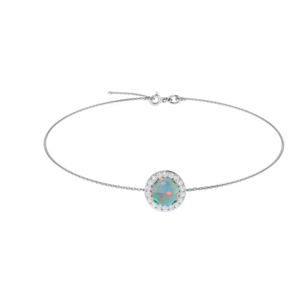 Diana Round Opal and Ablazing Diamond Bracelet in 18K White Gold (1.3ct)