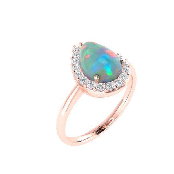 Diana Pear Opal and Ablazing Diamond Ring in 18K Rose Gold (0.5ct)