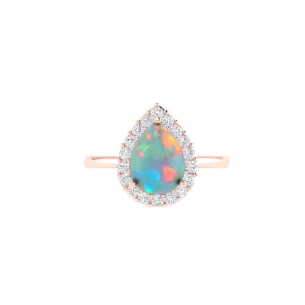 Diana Pear Opal and Ablazing Diamond Ring in 18K Rose Gold (0.5ct)