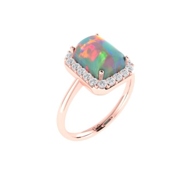Diana Pear Opal and Ablazing Diamond Ring in 18K Rose Gold (0.7ct)