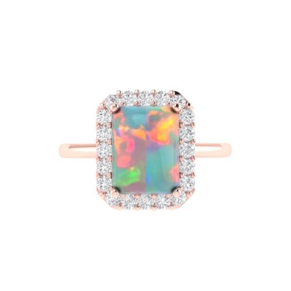 Diana Pear Opal and Ablazing Diamond Ring in 18K Rose Gold (0.7ct)