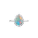 Diana Pear Opal and Shining Diamond Ring in 18K White Gold (0.5ct)