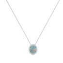 Diana Oval Opal and Shining Diamond Necklace in 18K Gold (0.35ct)