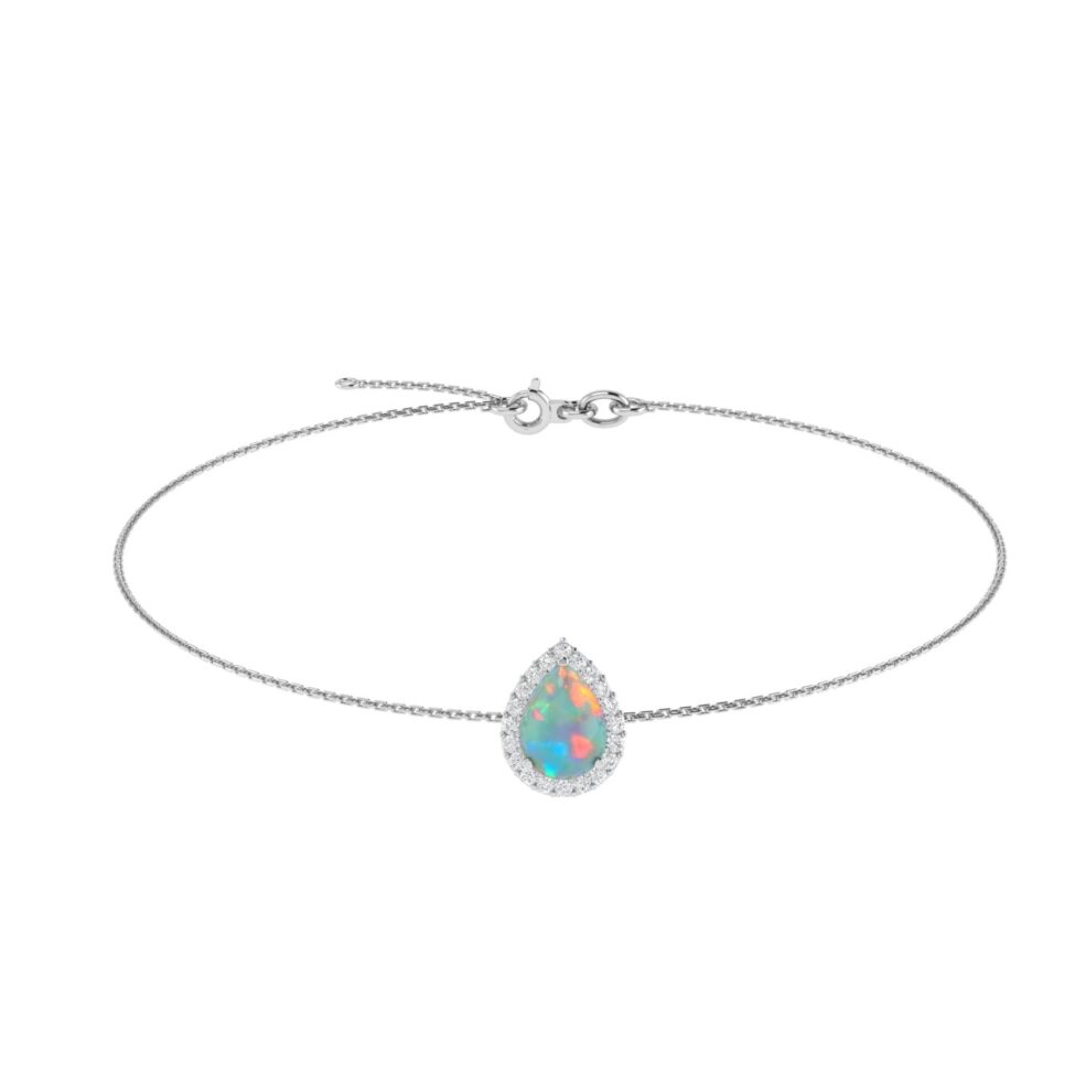 Diana Pear Opal and Shining Diamond Bracelet in 18K White Gold (0.5ct)