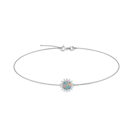 Diana Round Opal and Shining Diamond Bracelet in 18K Gold (0.34ct)