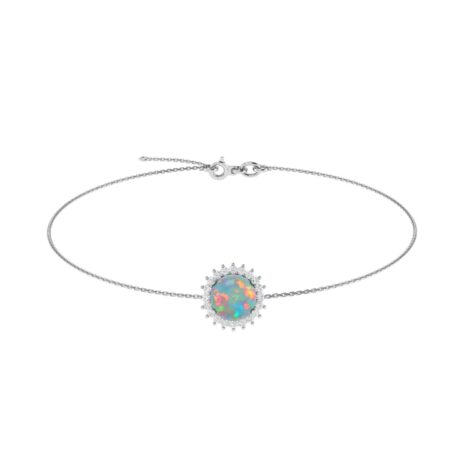 Diana Round Opal and Shining Diamond Bracelet in 18K Gold (0.83ct)