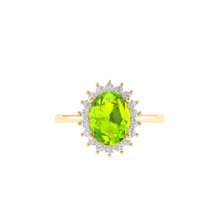 Diana Oval Peridot and Glowing Diamond Ring in 18K Gold (0.95ct)