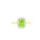 Diana Emerald-Cut Peridot and Glowing Diamond Ring in 18K Yellow Gold (0.6ct)