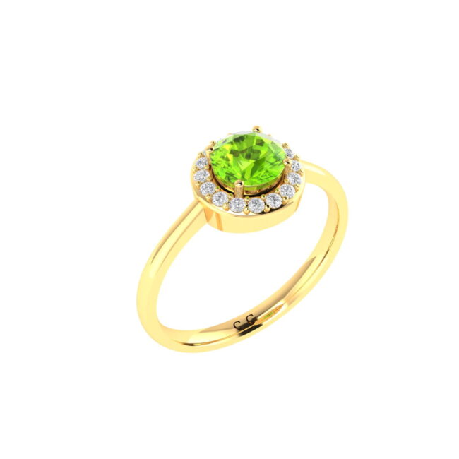 Diana Round Peridot and Glowing Diamond Ring in 18K Gold (0.5ct)