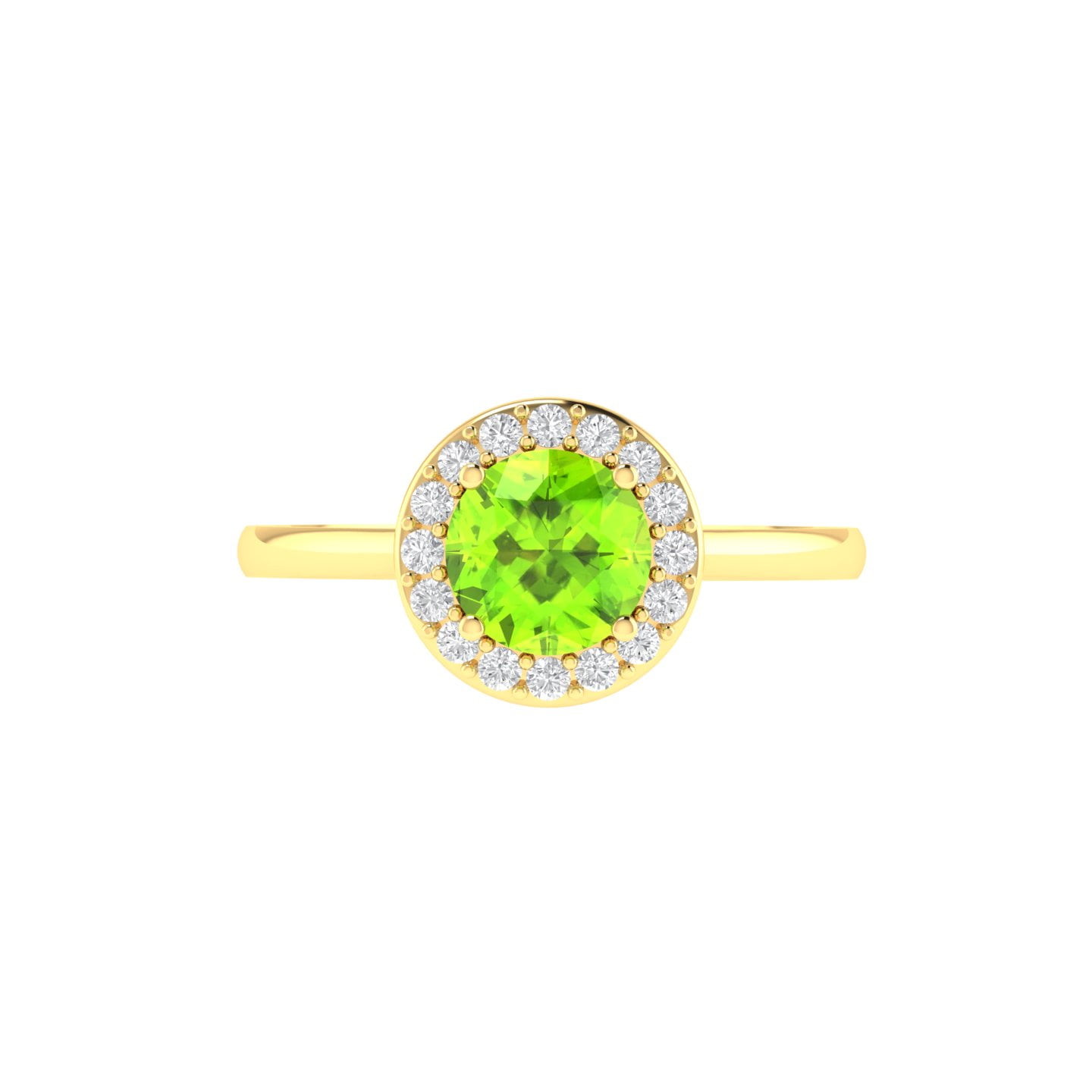 Diana Round Peridot and Glowing Diamond Ring in 18K Gold (0.5ct)