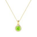 Diana Round Peridot and Glowing Diamond Pendant in 18K Gold (0.5ct)
