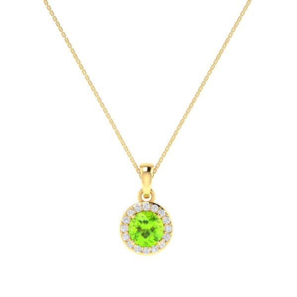 Diana Round Peridot and Glowing Diamond Pendant in 18K Gold (0.5ct)