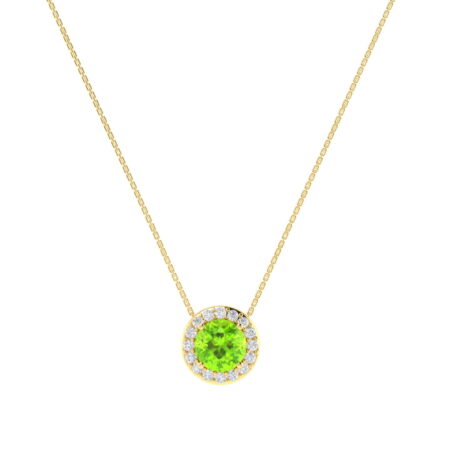 Diana Round Peridot and Glowing Diamond Necklace in 18K Gold (0.5ct)