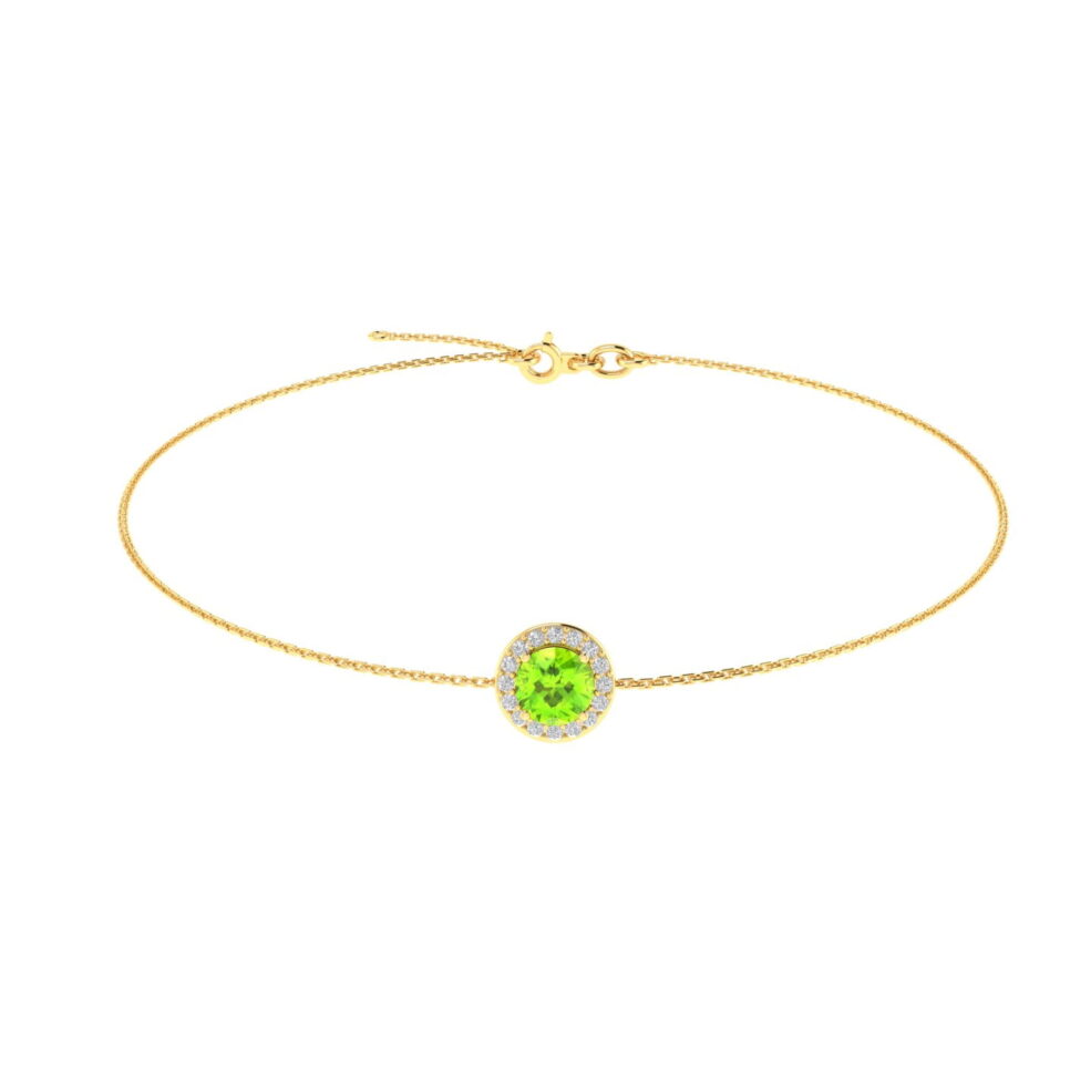 Diana Round Peridot and Glowing Diamond Bracelet in 18K Gold (0.5ct)