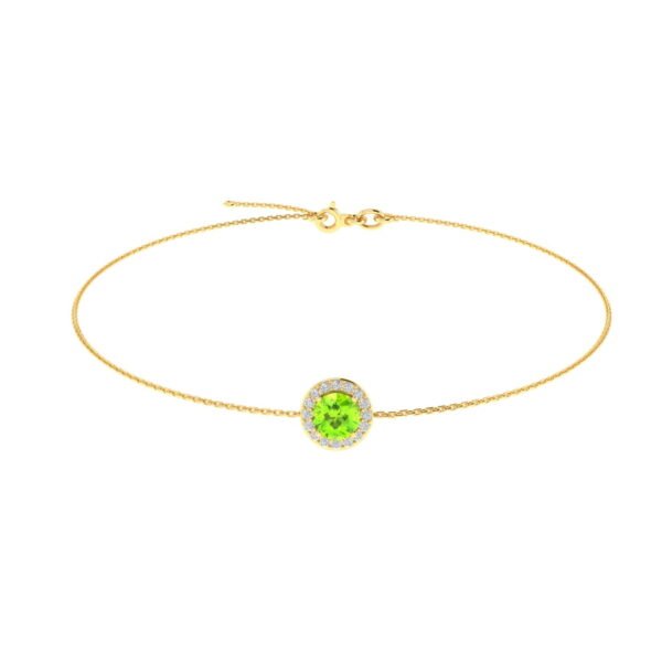 Diana Round Peridot and Glowing Diamond Bracelet in 18K Yellow Gold (0.5ct)