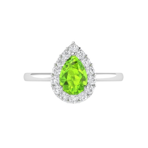 Diana Pear Peridot and Glowing Diamond Ring in 18K White Gold (0.45ct)
