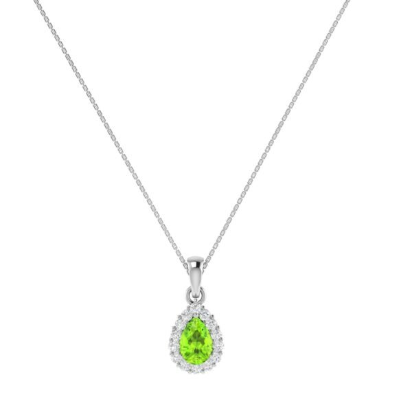 Diana Pear Peridot and Glowing Diamond Pendant in 18K White Gold (0.5ct)