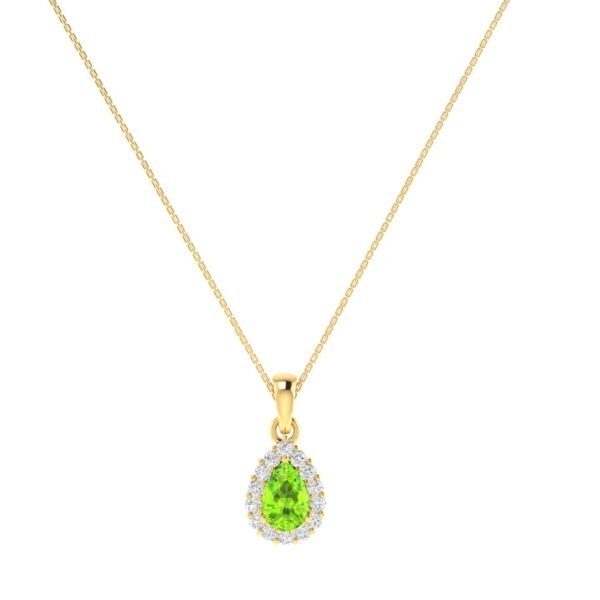 Diana Pear Peridot and Glowing Diamond Pendant in 18K Yellow Gold (0.5ct)