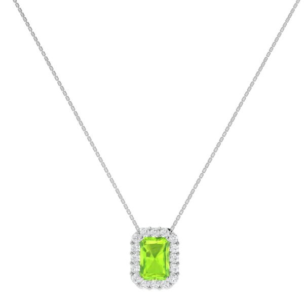 Diana Pear Peridot and Glowing Diamond Necklace in 18K White Gold (1.4ct)