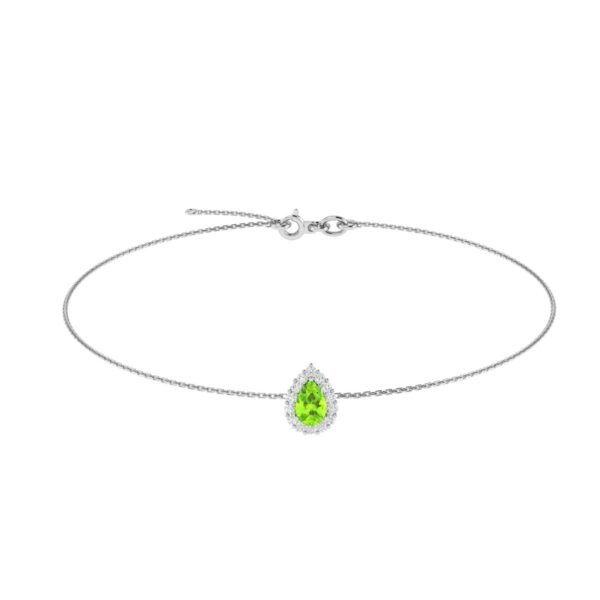 Diana Pear Peridot and Glowing Diamond Bracelet in 18K White Gold (0.5ct)