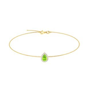 Diana Pear Peridot and Glowing Diamond Bracelet in 18K Yellow Gold (0.5ct)