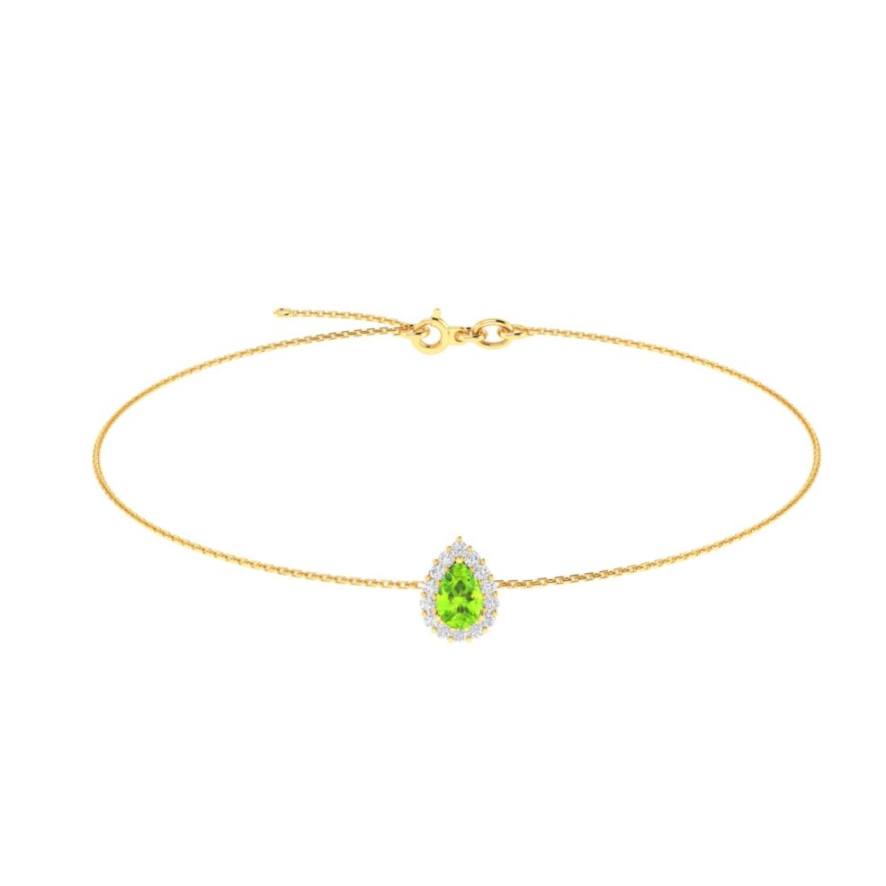Diana Pear Peridot and Glowing Diamond Bracelet in 18K Yellow Gold (0.5ct)