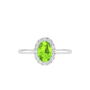 Diana Oval Peridot and Glowing Diamond Ring in 18K Gold (0.25ct)