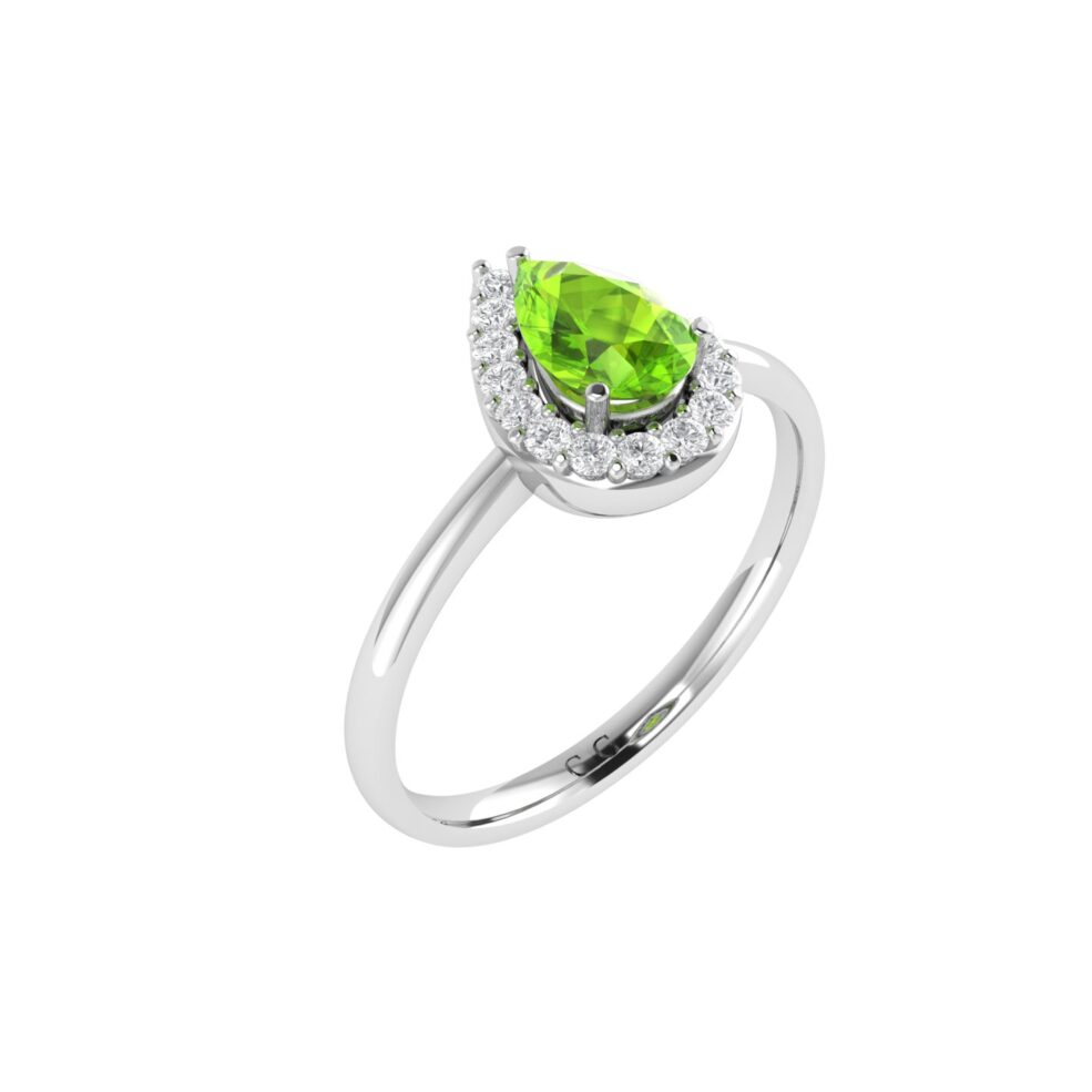 Diana Pear Peridot and Glowing Diamond Ring in 18K Gold (0.25ct)