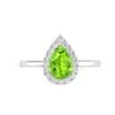 Diana Pear Peridot and Glowing Diamond Ring in 18K Gold (0.25ct)