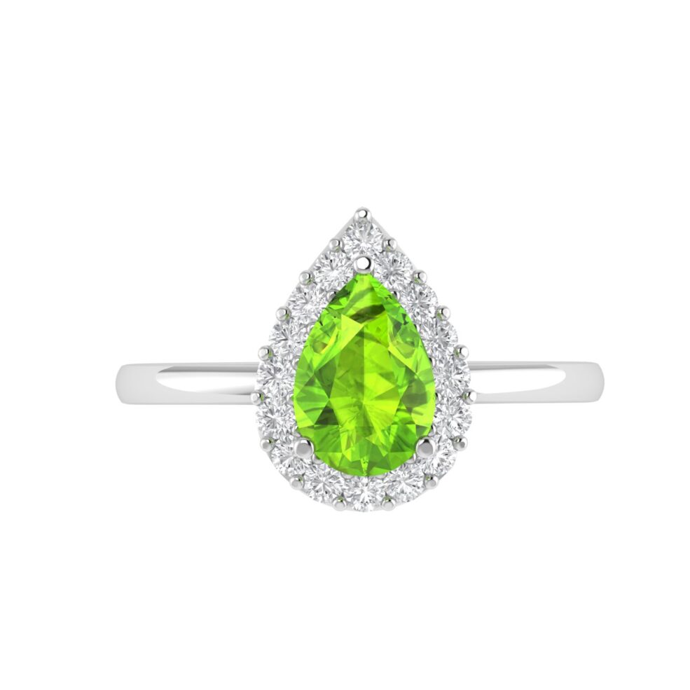 Diana Pear Peridot and Glowing Diamond Ring in 18K Gold (0.25ct)