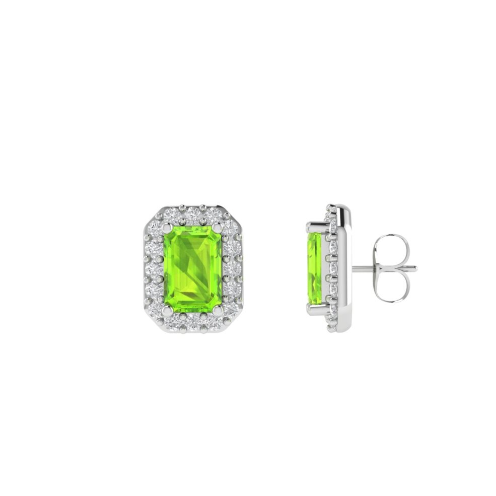 Diana Pear Peridot and Glowing Diamond Earrings in 18K White Gold (2.8ct)