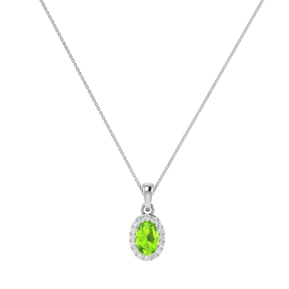 Diana Oval Peridot and Glowing Diamond Pendant in 18K Gold (0.25ct)