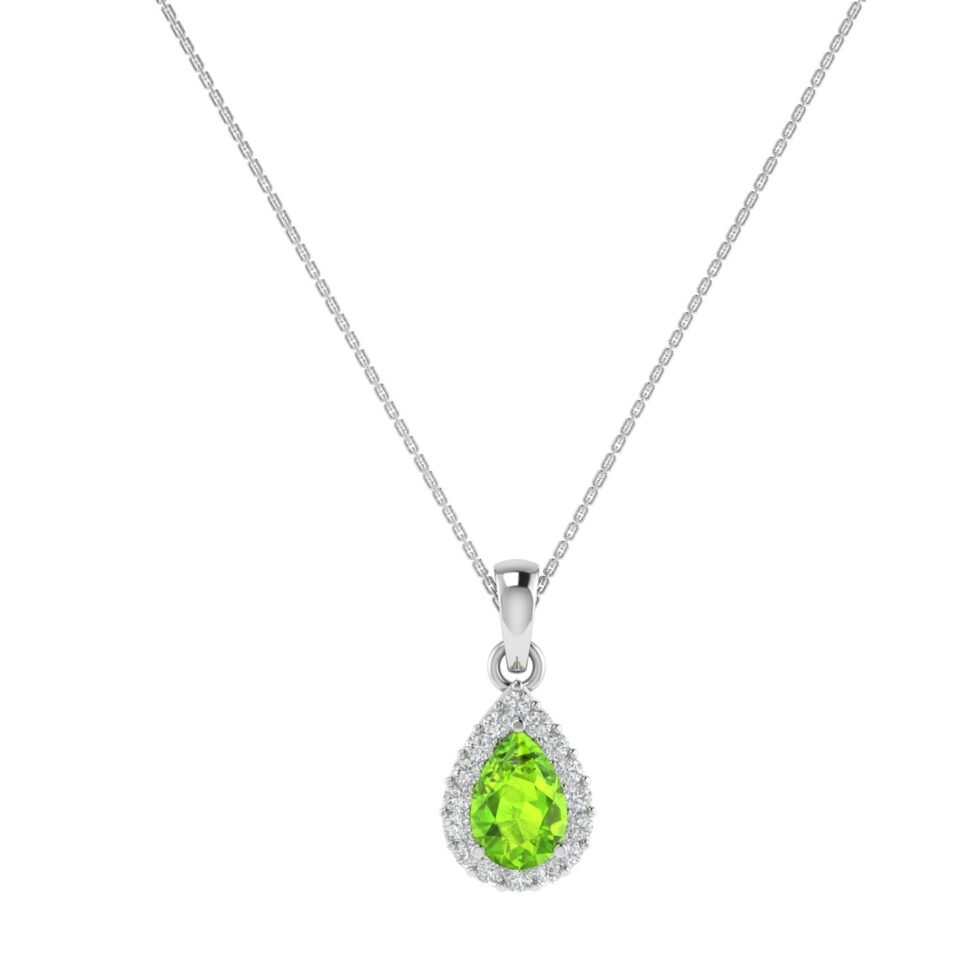 Diana Pear Peridot and Glowing Diamond Pendant in 18K Gold (0.25ct)