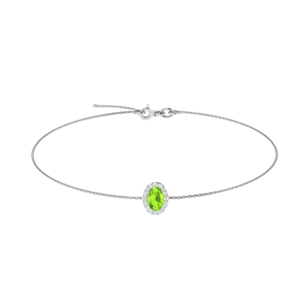 Diana Oval Peridot and Glowing Diamond Bracelet in 18K Gold (0.25ct)