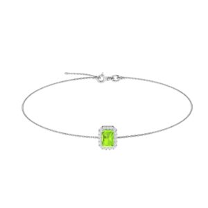 Diana Emerald  Cut Peridot and Glowing Diamond Bracelet in 18K Gold (0.25ct)