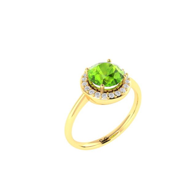 Diana Round Peridot and Glowing Diamond Ring in 18K Yellow Gold (2ct)