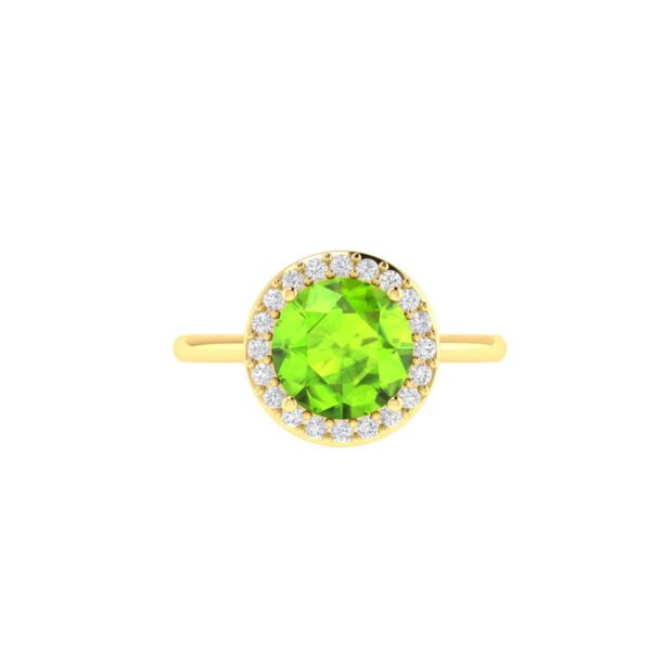 Diana Round Peridot and Glowing Diamond Ring in 18K Yellow Gold (2ct)