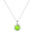Diana Round Peridot and Glowing Diamond Pendant in 18K White Gold (2ct)