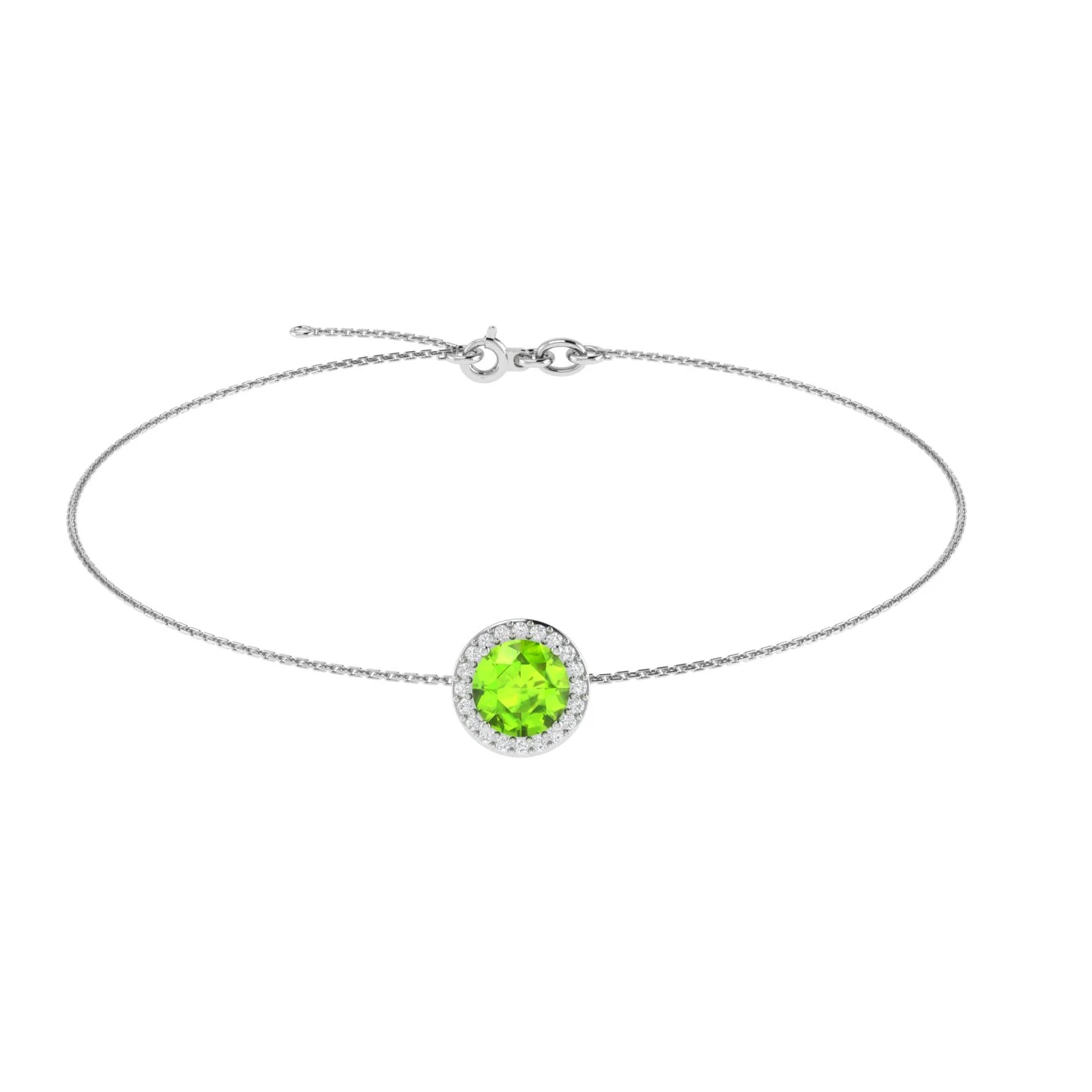 Diana Round Peridot and Glowing Diamond Bracelet in 18K White Gold (2ct)