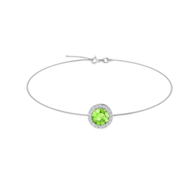 Diana Round Peridot and Radiant Diamond Bracelet in 18K White Gold (2ct)