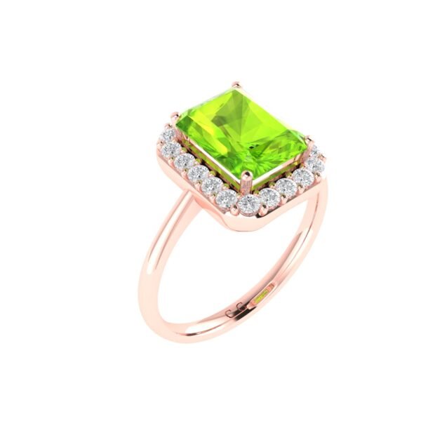 Diana Pear Peridot and Radiant Diamond Ring in 18K Rose Gold (1.1ct)
