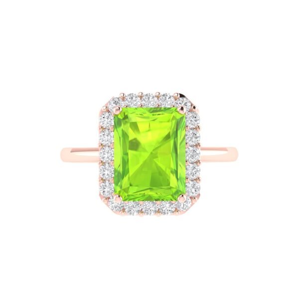 Diana Pear Peridot and Radiant Diamond Ring in 18K Rose Gold (1.1ct)