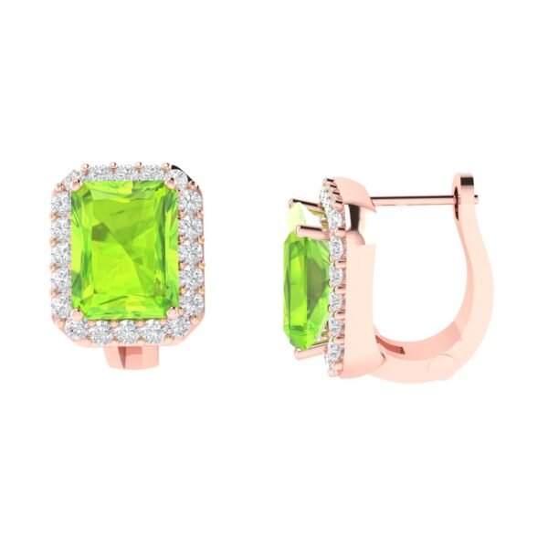 Diana Pear Peridot and Radiant Diamond Earrings in 18K Rose Gold (2.2ct)