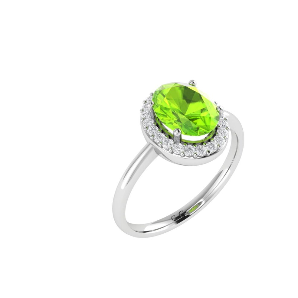 Diana Oval Peridot and Glowing Diamond Ring in 18K Gold (0.7ct)