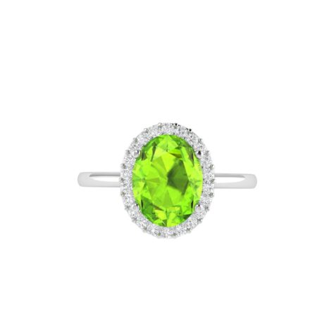 Diana Oval Peridot and Glowing Diamond Ring in 18K Gold (0.7ct)