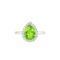 Diana Pear Peridot and Glowing Diamond Ring in 18K White Gold (0.8ct)