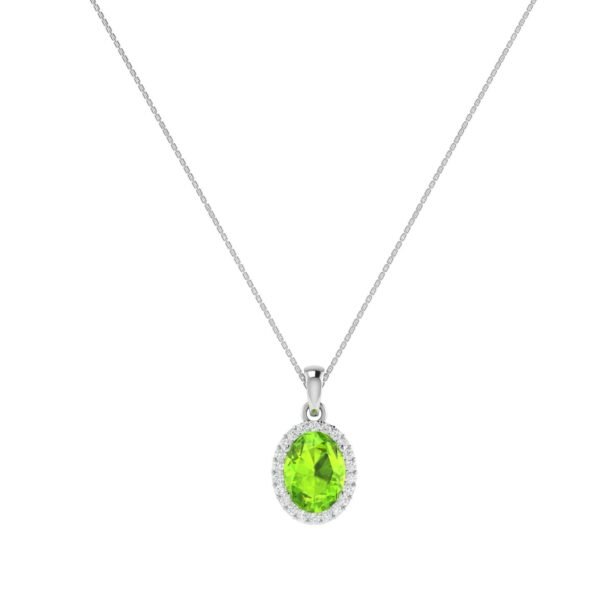 Diana Oval Peridot and Glowing Diamond Pendant in 18K Gold (0.7ct)